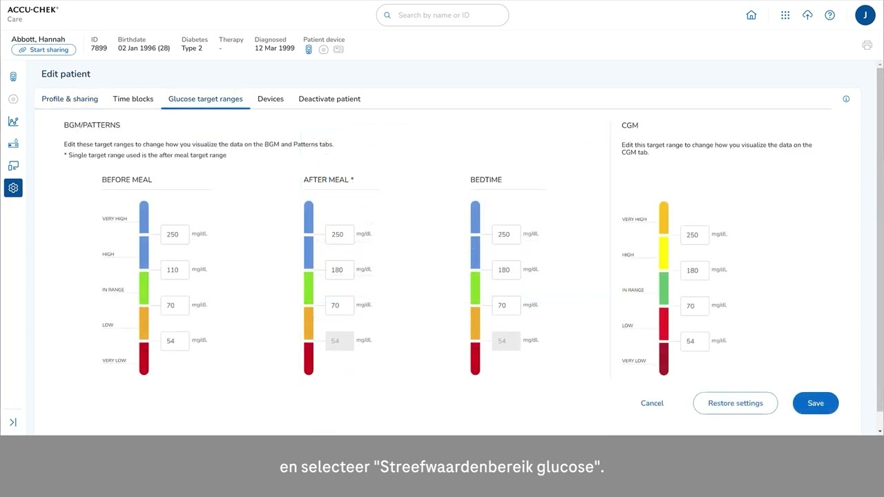 Accu-Chek Care: grafieken &amp; rapporten bloedglucosemonitoring (BGM)